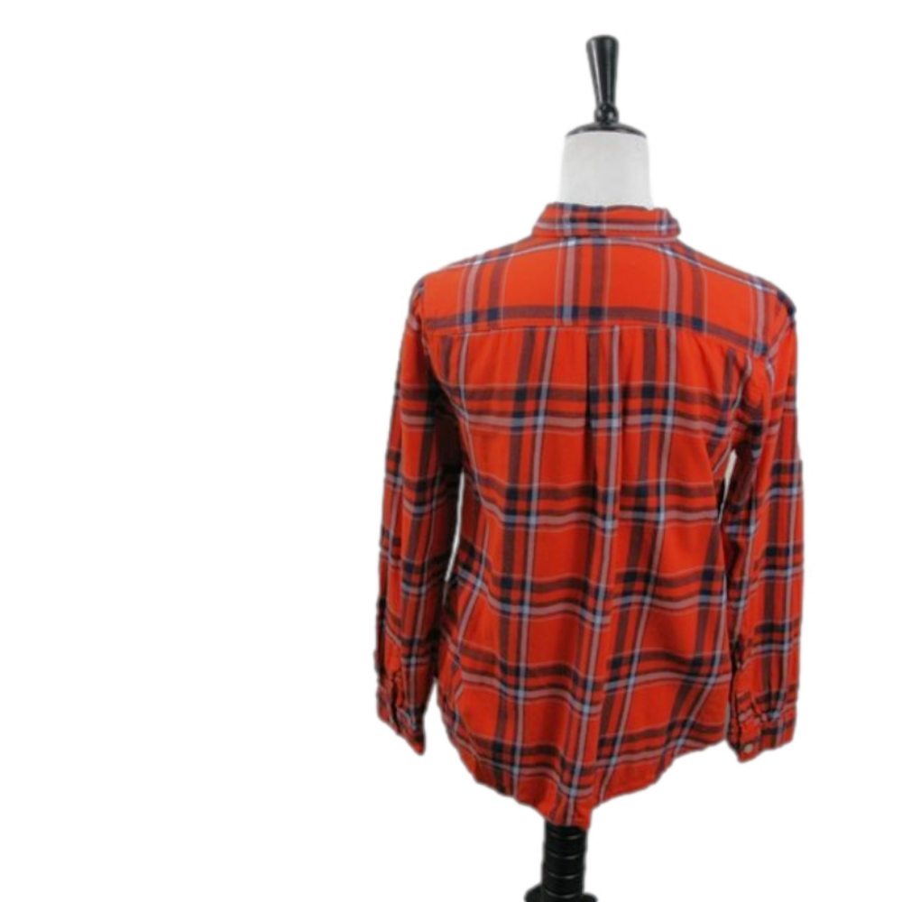 Old Navy Classic Orange Plaid Flannel Size Medium - Picture 3 of 5